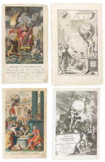 (TITLE PAGES.) Group of 10 seventeenth-and-eighteenth-century engraved allegorical atlas title pages.